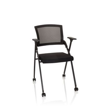 Silla De Visita / Silla Plegable Priority Ii De Malla / Tela Negro Hjh Office