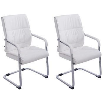 Set De 2 Sillas Cantiléver Anubis En Piel Sintética Simil Cuero Blanco 65x58x102 Cm Clp