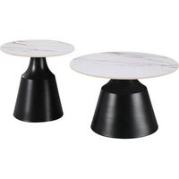 juego de 2 mesas de centro anidadas en ceramica vulca - 70 x 70 x 43 cm - blanco