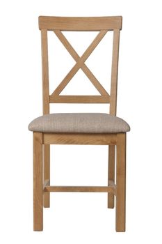 Noah Oak Cross Back Dining Chair with Fabric Seats - Oak