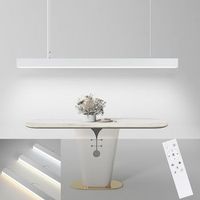 nettlife lampara colgante led blanca moderna diam107cm aluminio 32w regulable con control remoto diseno lineal largo para  oficina sala de estar