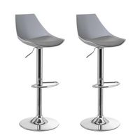 2 taburetes de cocina regulables en altura gris y metal con respaldo alto casaseleccion