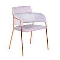 silla de diseno tapizada en terciopelo y patas doradas 60x52x78cm - gris