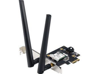 Tarjeta de red - ASUS PCE-AXE5 400, Wi-Fi 6, WLAN, PCI Express, Bluetooth, 2 antenas, Negro