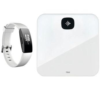 FITBIT Inspire HR Fitness Tracker & Aria Air Smart Scale Bundle - White, White