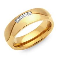 anillo acero inoxidable circonita dorado 6 mm ancho