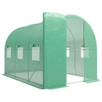 outsunny invernadero 3 x 2 x 2 m tunel de plastico con puerta abatible con cerradura 6 ventanas enrollables de malla varillas de soporte   aosom espana