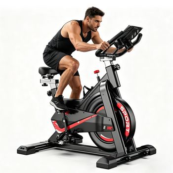 Bicicleta estática, bicicleta de ejercicio para interiores, resistencia ajustable y pantalla LCD, monitorización en tiempo real del ritmo cardíaco y de las calorías. Ideal para entrenamientos de