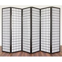 biombo de 6 paneles en madera negra y papel de arroz 175x264cm par06048
