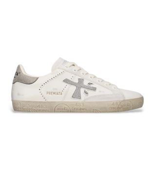 Premiata para mujer. STEVEND Zapatillas de piel Stevend 8127 blanco (40), Plano, Cordones, Casual
