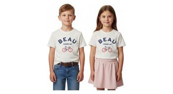 Camiseta blanca de manga corta rubb r beau para ninos