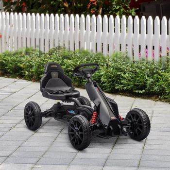 Kart Pedales De 3-8 Años Con Asiento Ajustable Negro Homcom