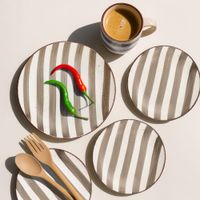 plato para ensaladas y pastas 21 cm juego de 6 loza marron