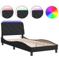 cama individual  cama para adultos  estructura de cama con luces led terciopelo negro 90x200 cm