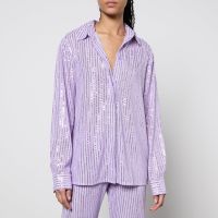 stine goya edel sequined mesh shirt - m