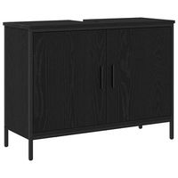 mueble de lavabo para bano roble negro 80 x 30 x 60 cm vidaxl