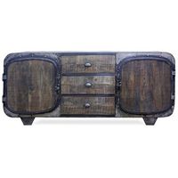 mueble tv de madera - diseno industrial retro - shell madera natural