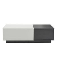 mesa de centro - con 2 cajones - de aglomerado - blanco y gris
