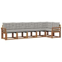 conjunto de sofas de exterior 6 piezas  mueble de jardin gris natural y claro