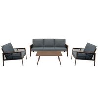 conjunto para exteriores de aluminio 5 plazas 4 piezas - efecto madera  funda