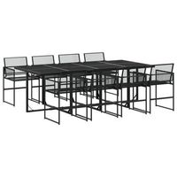juego de comedor de jardin 9 piezas ratan sintetico negro