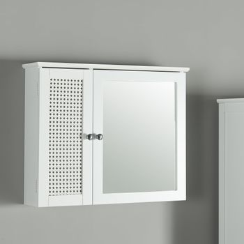 Armario Pared Con Espejo Karlsøy Mdf Pvc 50x60x15cm - Blanco [en.casa]