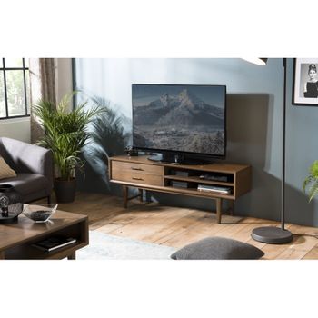 Mueble tv  de 2 cajones y 2 estantes madera de mindi marrón
