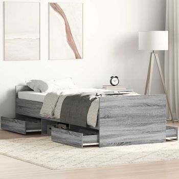 Estructura De Cama Con Cabecero Piecero Gris Sonoma 100x200 Cm Vidaxl