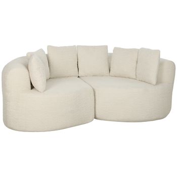 HOMCOM Sofá 3 Plazas Curvado de Chenilla 188 cm con Asiento Profundo y 6 Cojines Crema   Aosom España