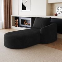 sofa chaise longue derecho negro de chenilla 168 x 106 x 85 cm