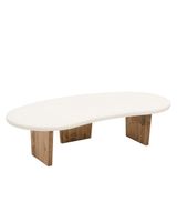 mesa de centro de microcemento con tres patas envejecido 120x30cm