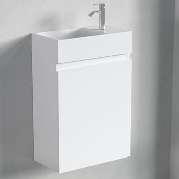 Mueble De Baño Suspendido Con Lavabo 40 Cm Blanco Brillante - Lomazoo Malibu