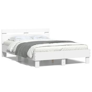 Estructura Cama Con Cabecero Madera Ingeniería Blanco 135x190cm Vidaxl