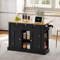 isla de cocina movil de 132 cm encimera plegable extensible y ruedas