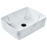 lavabo sobre encimera bano ceramica blanco efecto marmol 49 x 38 cm hopi