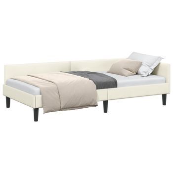 Estructura De Cama En Esquina Crema 90 Cm X 200 Cm Terciopelo Vidaxl
