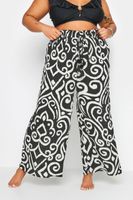 yours pantalones anchos blancos y negros estampados mujer curvy y tallas grandes yours