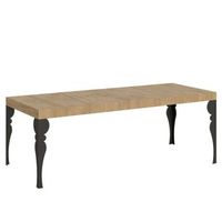 mesa extensible paxon premium 200304x90 cm roble natural con patas antracita