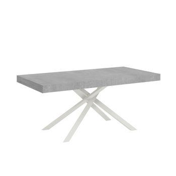 Mesa Extensible 90x160/264 Cm Karida Cemento Patas Blanca