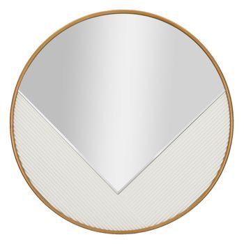 Espejo De Pared Redondo De Madera Blanca Ø 80x4 Cm
