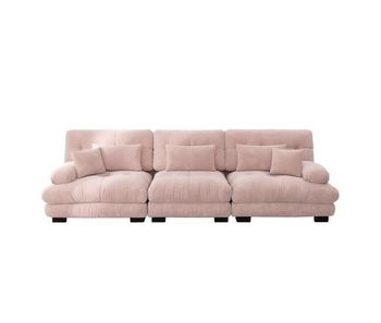 Sofá esquinero modular 3 plazas - con asiento profundo, sofá cama cómodo, chenille rosa