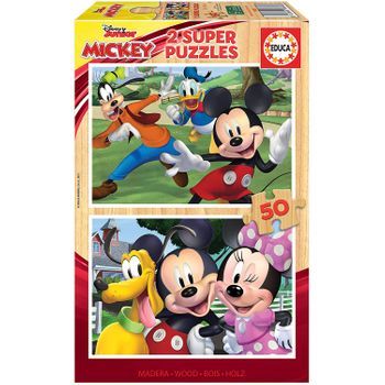 Educa Borrás - Puzzle 2x50 Mickey And Friends Wooden (18880)