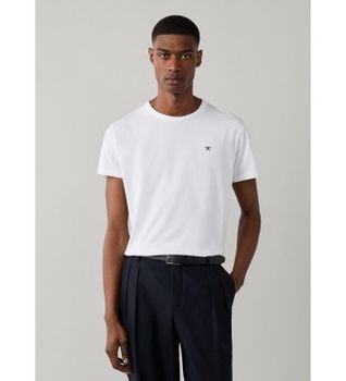 Hackett London para hombre. HM5000146 Camiseta Logo blanco (XXL), Casual, Algodón, Manga corta