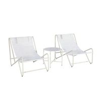 conjunto de 2 sillones relax con mesa redonda de acero beige