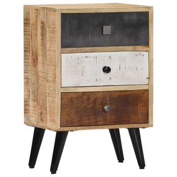 Mesita De Noche | Mesilla De Noche De Madera Maciza De Mango 40x30x60 Cm Cfw351740
