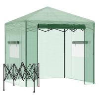 outsunny invernadero de jardin 240x180x240 cm plegable caseta vivero para cultivos plantas flores con 2 ventanas y puerta con cremallera de acero y pe verde   aosom espana