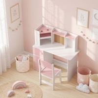 escritorio infantil con silla soporte ajustable para tablet rosa aiyaplay