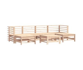 Juego de muebles de jardin 7 piezas madera maciza de pino