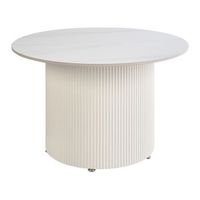 mesa de centro tablero de piedra sinterizada aspecto natural base de metal diseno moderno beige claro o 70 cm leona