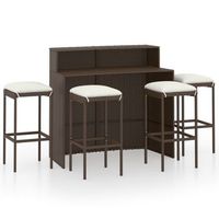 juego de muebles de bar para jardin 5 piezas y cojines marron vidaxl
